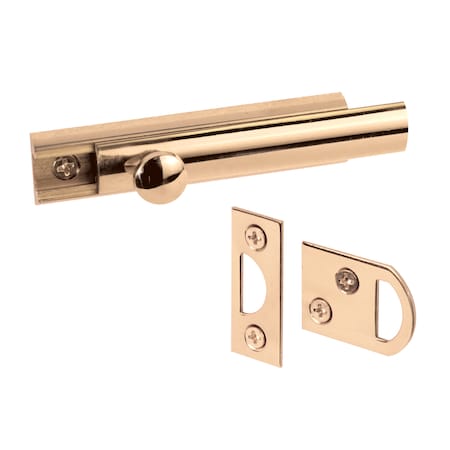 Prime-Line Surface Bolt, 3 in., Solid Brass, Brass Finish (Single Pack) U 9962